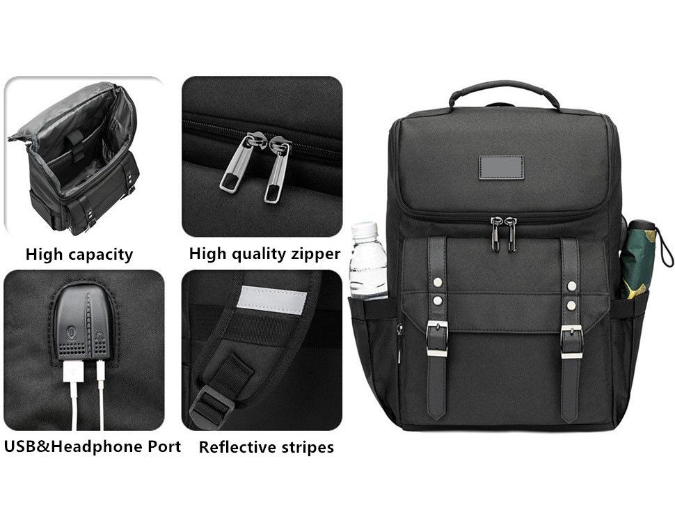 Korean Style Men's Oxford Cloth Backpack with USB - Retro Cross-Border Student and Travel Bag