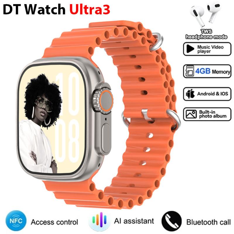 Смарт-часы DT Ultra 3 Экран Amoled 4 ГБ MP3 MP4 плеер Bluetooth Обмен сетью Магазин приложений ChatGPT Умные часы с искусственным интеллектом Мужские спортивные часы