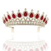Red Rhinestone Crown Large Crown with Comb Bridal Tiara Crown