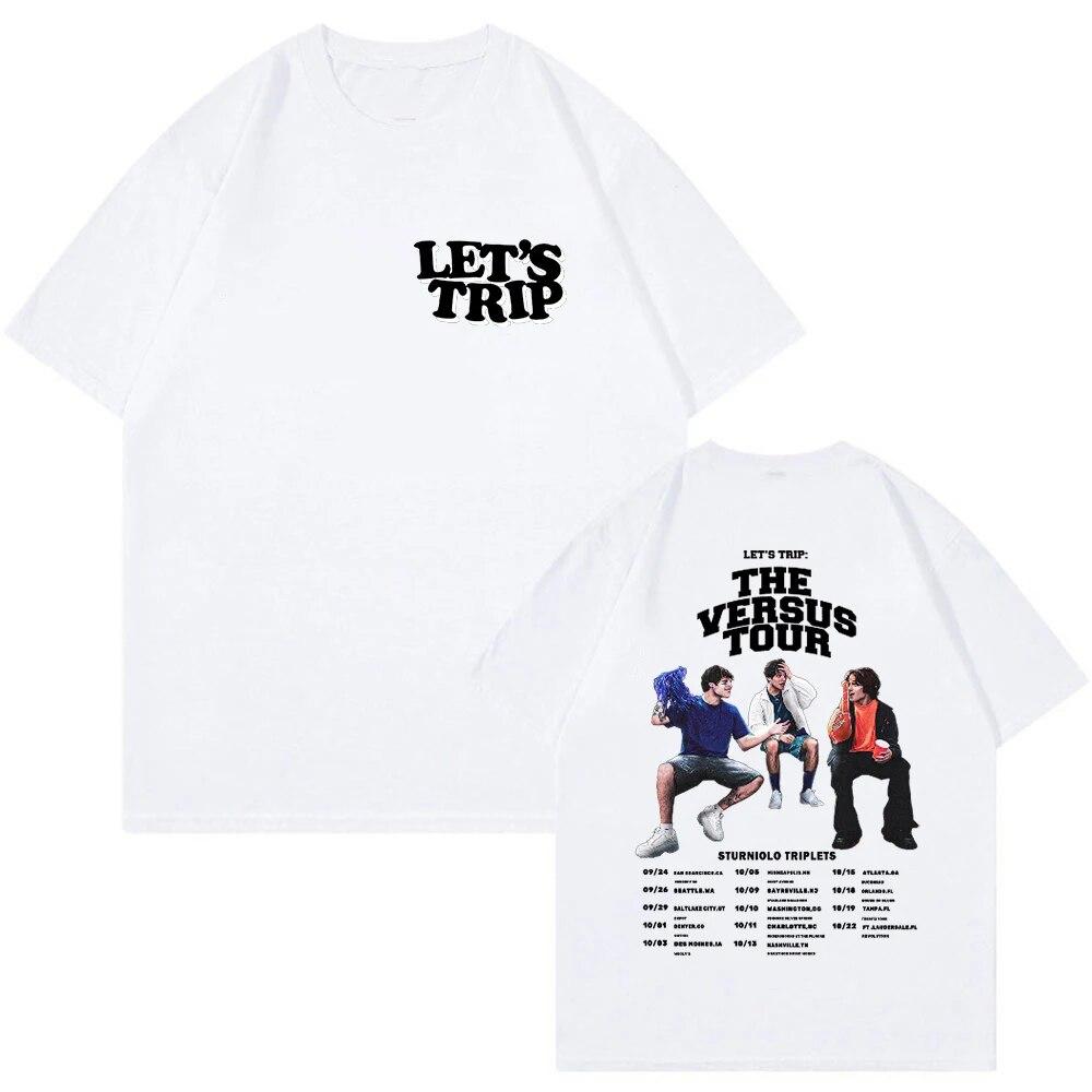 Sturniolo Triplets Merch Let's Trip 2023 The Versus Tour Футболка с круглым вырезом с коротким рукавом Уличная одежда унисекс Женская футболка Модная одежда унисекс