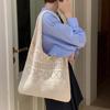 Solid Color Hollow Retro Woven Crochet Bag Knitting Handbags Women Shoulder Bags Large Capacity Shopping Tote