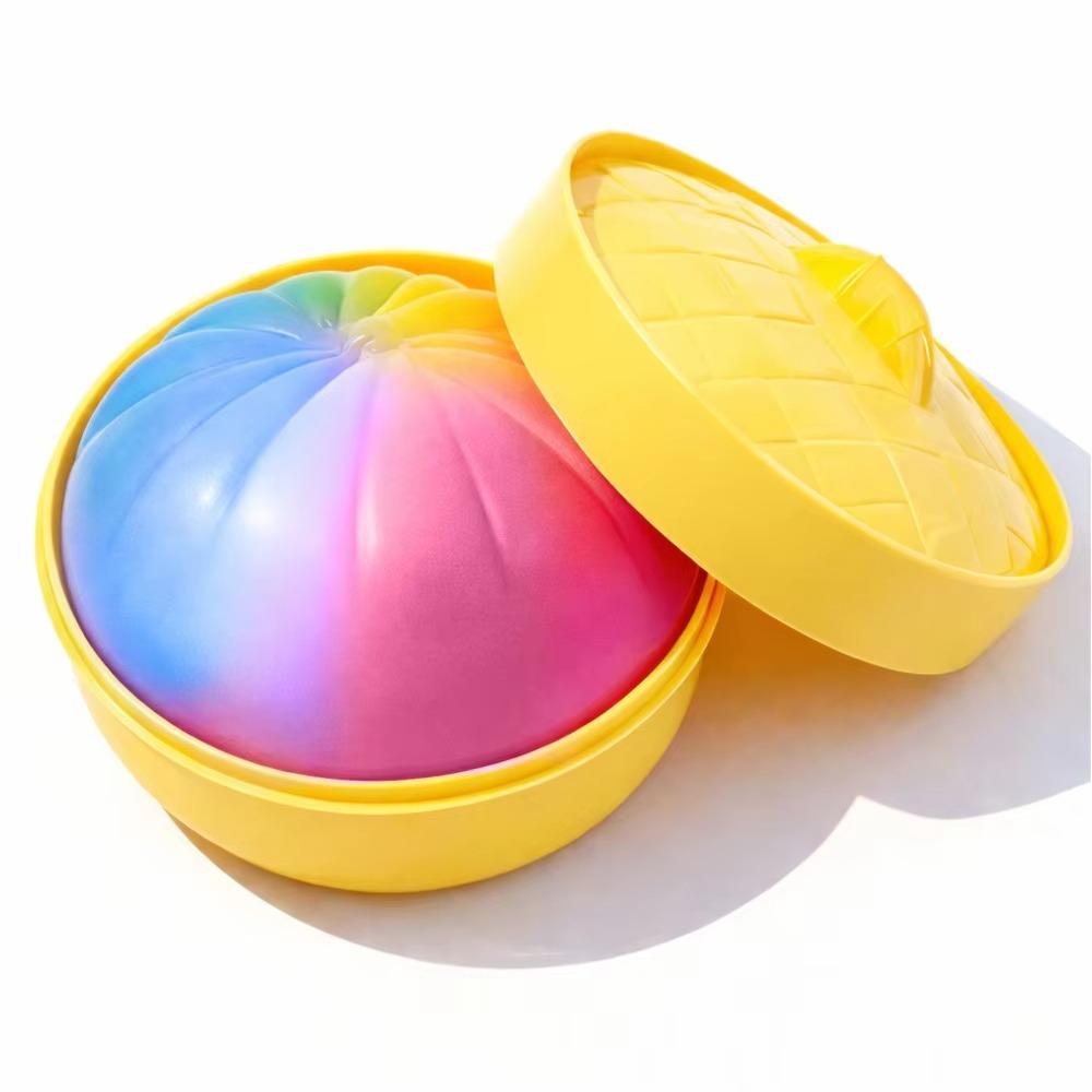 Soft Cute Steamed Bun Squishy Toy Rainbow Color Fidget Sensory Toy  Party Favors