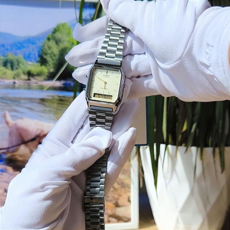 Casio Стандартная серия 30 метров водонепроницаемые кварцевые часы для мужчин и женщин, желтый циферблат AQ-230EGG-9AEF
