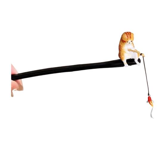 Палочка для волос Кот Рыбалка Декор Палочка для волос в китайском стиле Легкий дизайн-зажим Женская Заколка для волос Аксессуары для волос