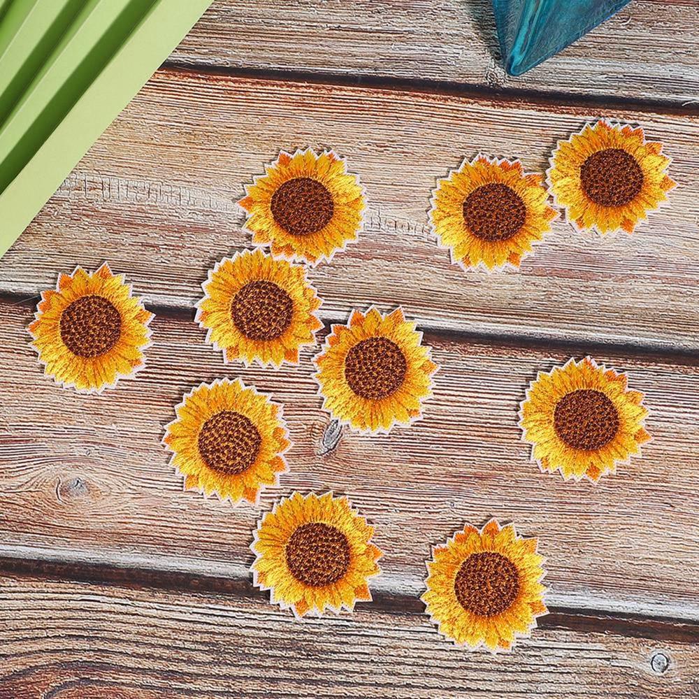 20pcs DIY Craft Sunflower Embroidered Patch Embroidered Accessories Sew On Patch Clothes Decoration