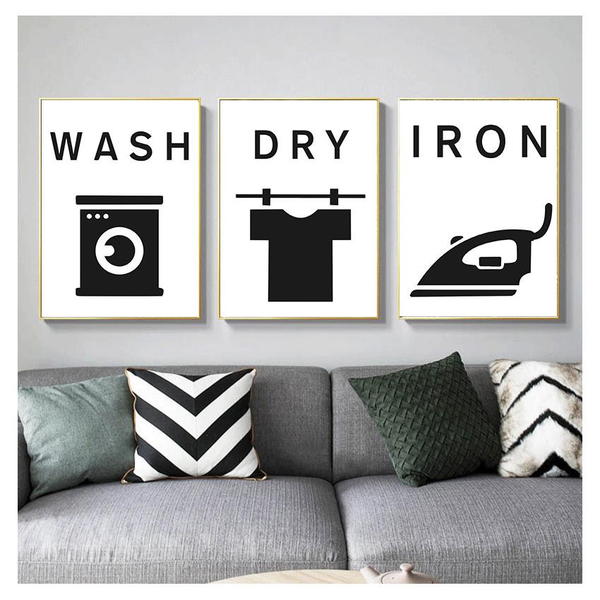 Вывеска с цитатой, настенная живопись на холсте, плакаты на скандинавскую тему и принты, настенные панно для декора ванной комнаты, стирка, сушка, складка, гладильная стирка, забавная