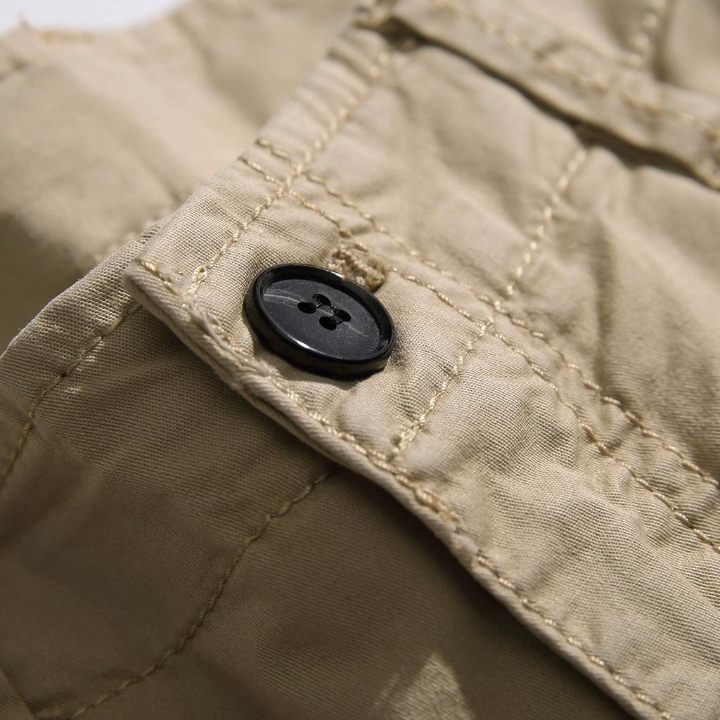 Летние мужские свободные прямые рабочие шорты с несколькими карманами, однотонные шорты длиной пять четвертей, повседневные мужские шорты больших размеров