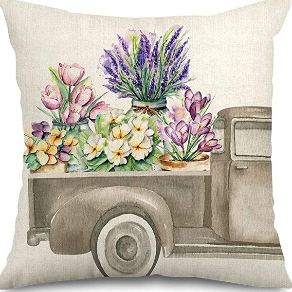 Растение и Цветок Льняная Наволочка Фиолетовая Лаванда С Принтом Подушка Чехол Наволочка Дом Диван