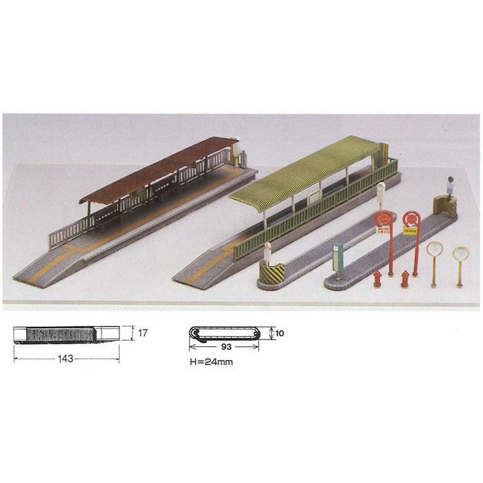 Greenmax N Gauge 2155 Tram Stop (Unpainted Kit) Gray