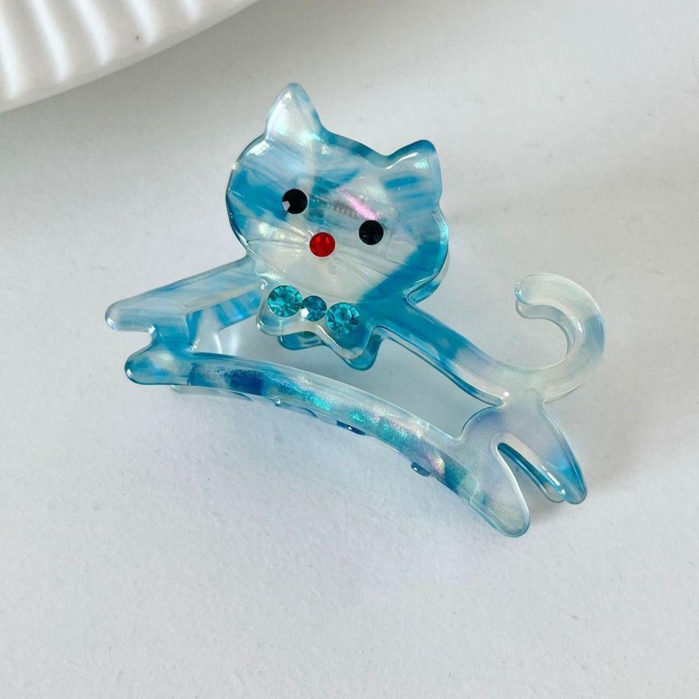 Acetate Animal Cat Hair Claw Cartoon Shark Clip Fashion Rhinestone Hair Clip  Girl