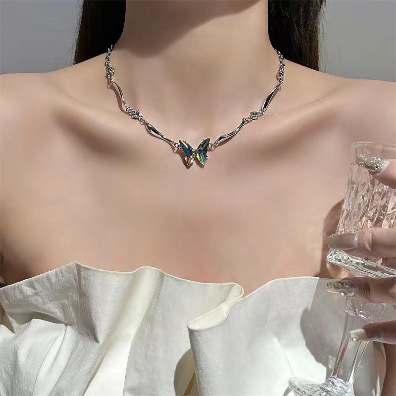Ожерелье-чокер Huan Cai из титановой стали с градиентной бабочкой, модный тренд 2024 года для мужчин и женщин
