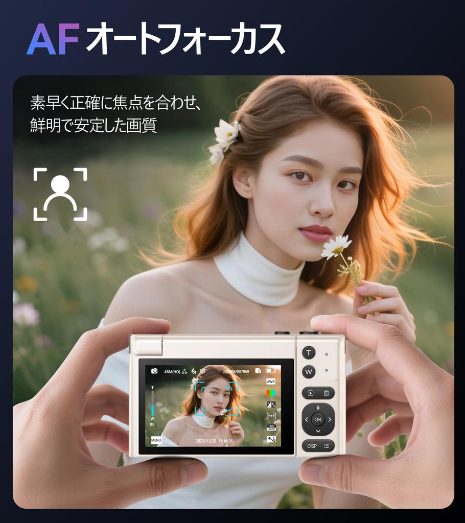 AEKOMi 4K Video 64MP Flip Digital AF Compact 16X Digital Image IPS 32GB Micro SD Card Compact and Ideal for School and with Japanese Instruction