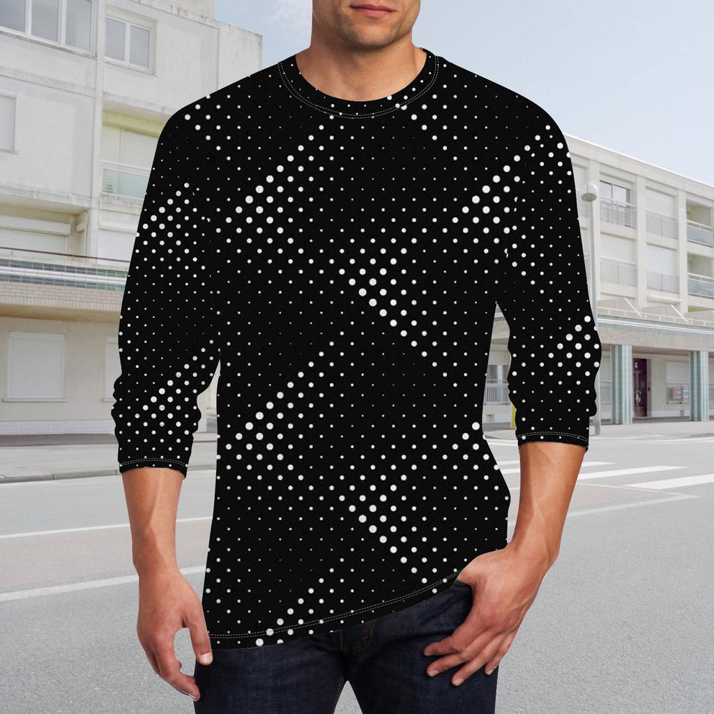 Муж. Футболка Круглый вырез Одежда Одежда На открытом воздухе Длинный рукав С принтом Модельер Винтаж