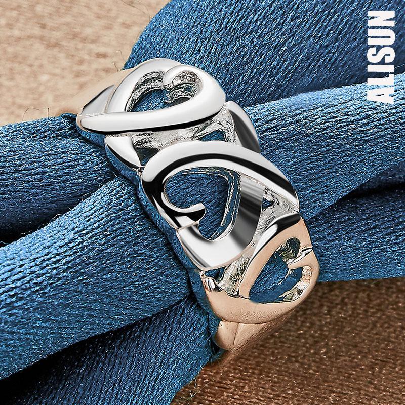 925 Sterling Silver Heart Ring Fashion Wedding Jewelry