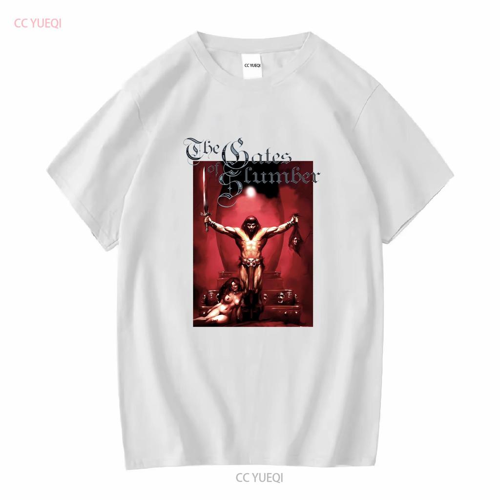 Gates of Slumber The Conqueror Футболка XL 110858 винтажная Стирка Повседневная Удобная уличная одежда Дышащая с принтом Универсальная Мягкая
