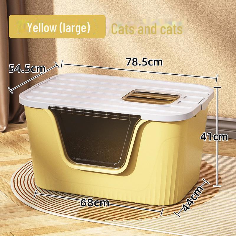 Extra Large Semi-Enclosed Cat Litter Box with Anti-Splash Design