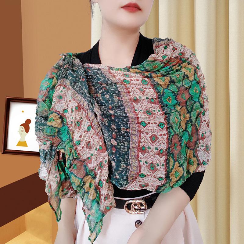 Trendy Gradient Cotton-Linen-Silk Scarf/Shawl for Women - Sun Protection & Dual-Use for All Seasons