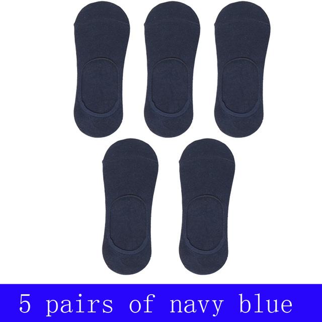 Мужские носки Banboo и хлопковые носки в упаковке, 5 пар, модные повседневные нескользящие силиконовые невидимые тапочки, мужские носки-невидимки, размеры 37-43