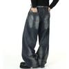 Мужские американские ретро джинсы широкого кроя в стиле хай-стрит с эффектом стирки - Свободные, повседневные, брюки больших размеров