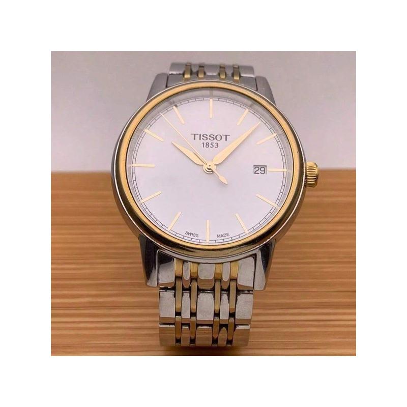 Tissot Carson, кварцевый механизм, водонепроницаемость 30 м, мужские швейцарские часы, 40*39,2 мм белый циферблат, корпус и браслет из нержавеющей стали T085.410.22.011.00