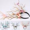 Flower Crown Hair Wreath Deer Antlers Headbands Reindeer Headdress Floral Headwears Holiday Wedding Photo Props