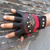 Punk PU Leather Anti-slip Rivet Skulls Gloves Cycling Gloves Half Finger Gloves Motorcycle Gloves