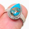 Кольцо из серебра 925 пробы с натуральным бирюзовым медным драгоценным камнем S.6 r2g89