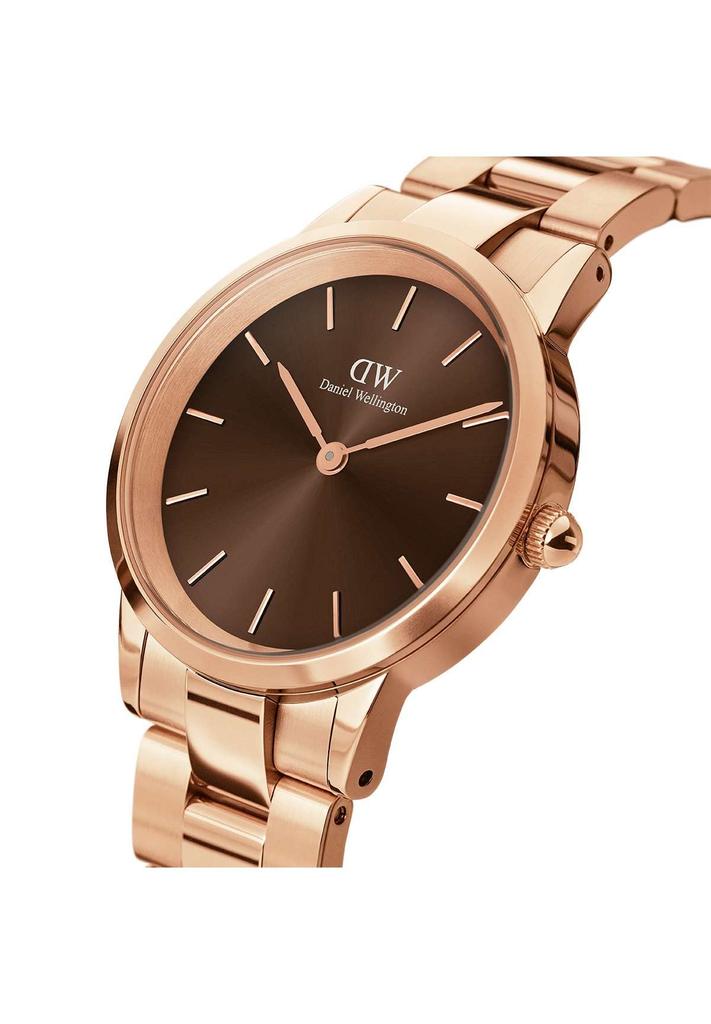Daniel Wellington Iconic Link Wristwatch 40mm Rose Gold Silver Stainless Steel Link Bracelet Rose Gold Brown