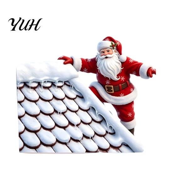 Xmas Decorative Stickers Christmas Climbing Santa Window Cling, Roof Claus Static Festive Clings Decal, Reusable Glass Sticker for Holiday Party