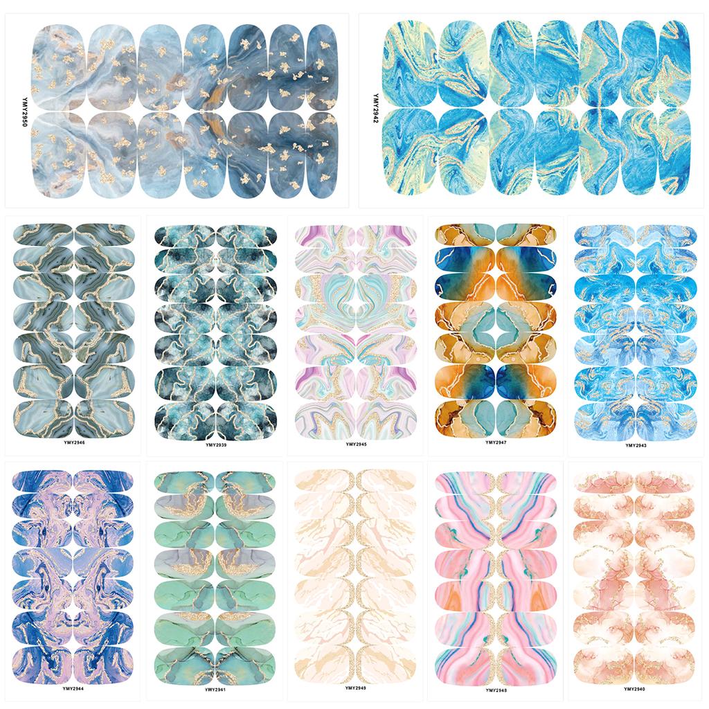 10/12 Sheets Full Cover Nail Stickers Self-Adhesive Nail Polish Gel Decals with Nail File DIY Creative Nail Art Sticker Decor