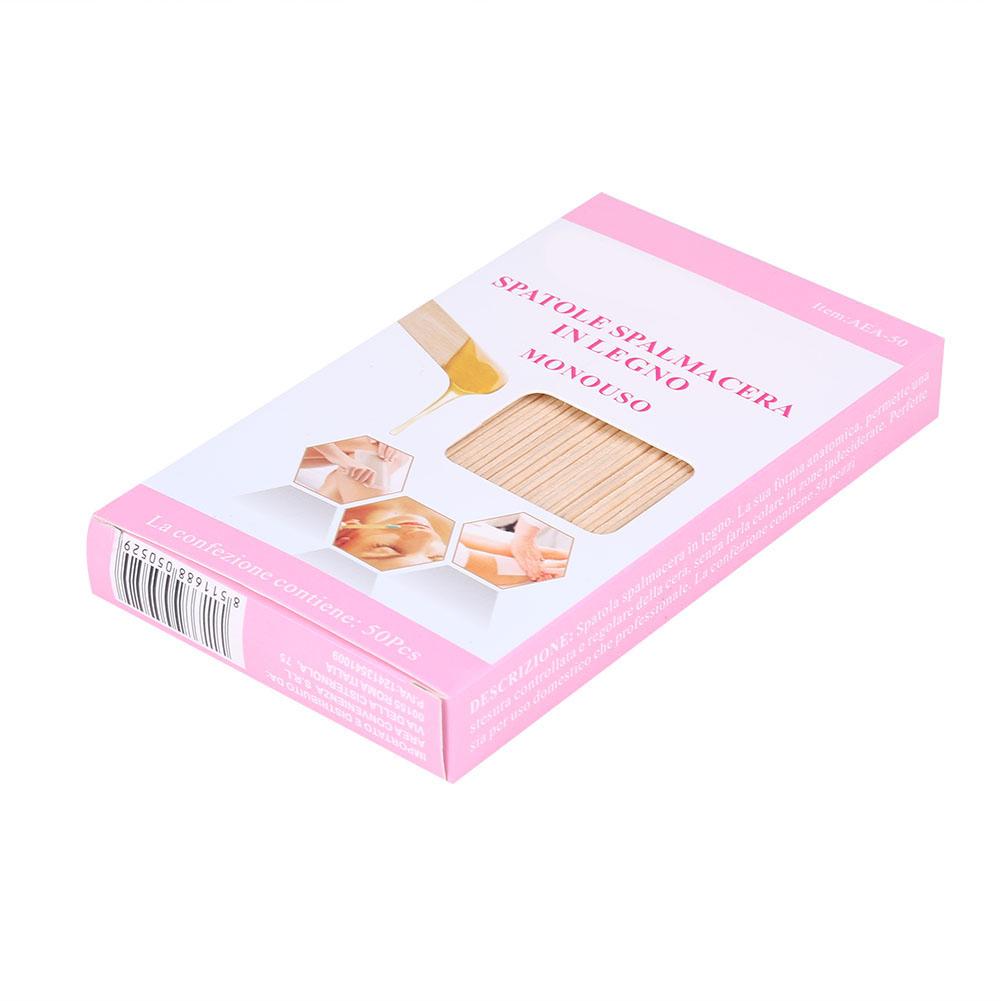 50pcs Wooden Wax Spatula Tongue Depressor Disposable Facial Mask Hair Remove Cream Applicator