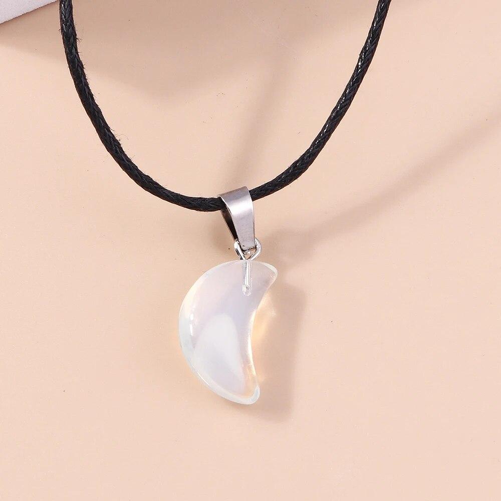 Натуральный камень, кварц, лазурит, опал, аметист, розовый хрустальный камень, шестиугольная колонна, кулон, ожерелья, кожаная цепочка, ожерелье-пуля