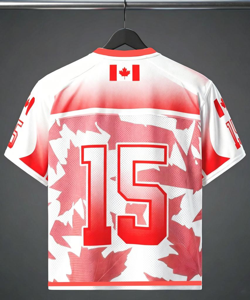 Canada #15 Soccer Jersey Men Red Maple Leaf Printed Short Sleeve Sportswear Canadian Flag Casual Training T-shirt