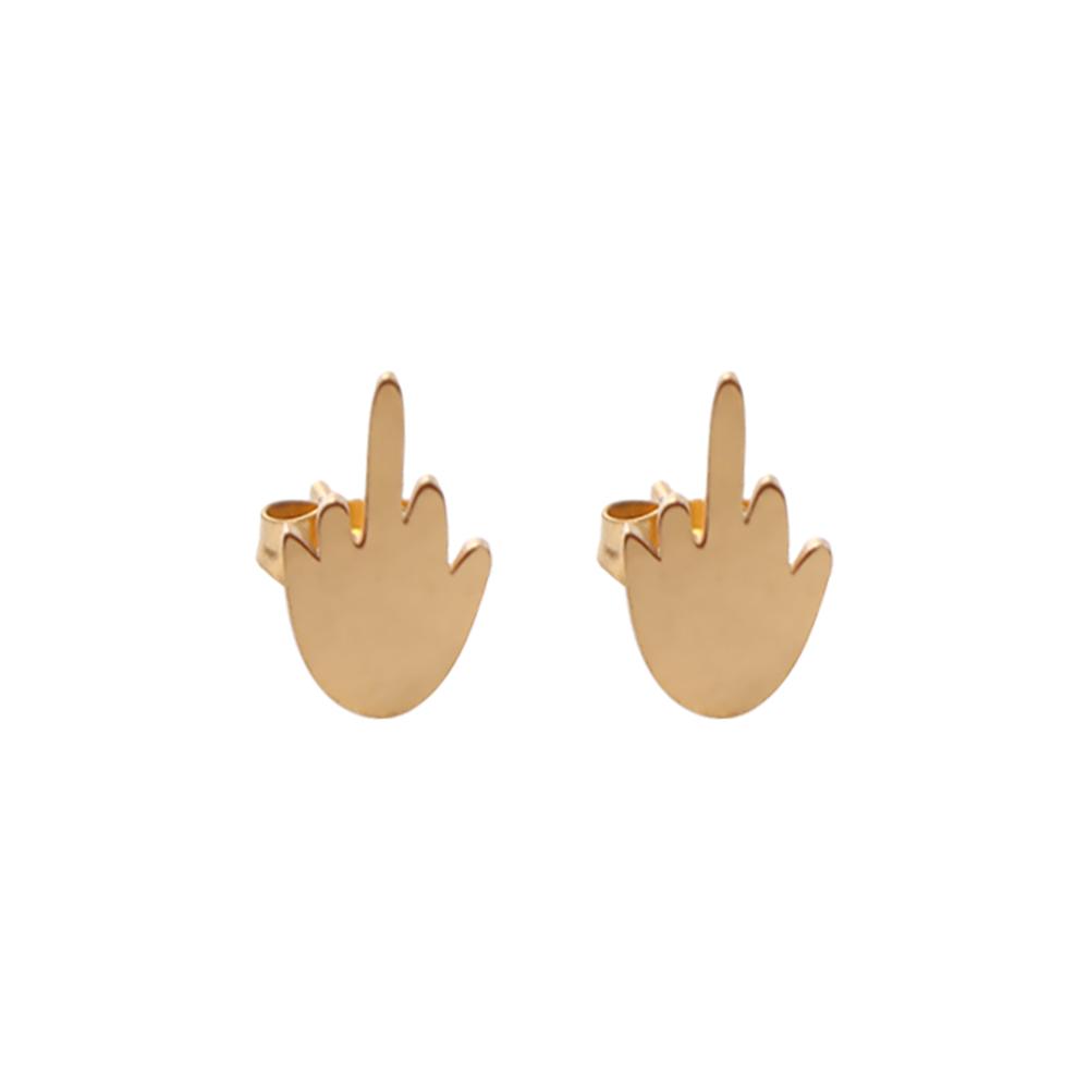 Party Silver Plate Gift Street Wear Men Accessories Women Korean Earrings Middle Finger Up Earrings