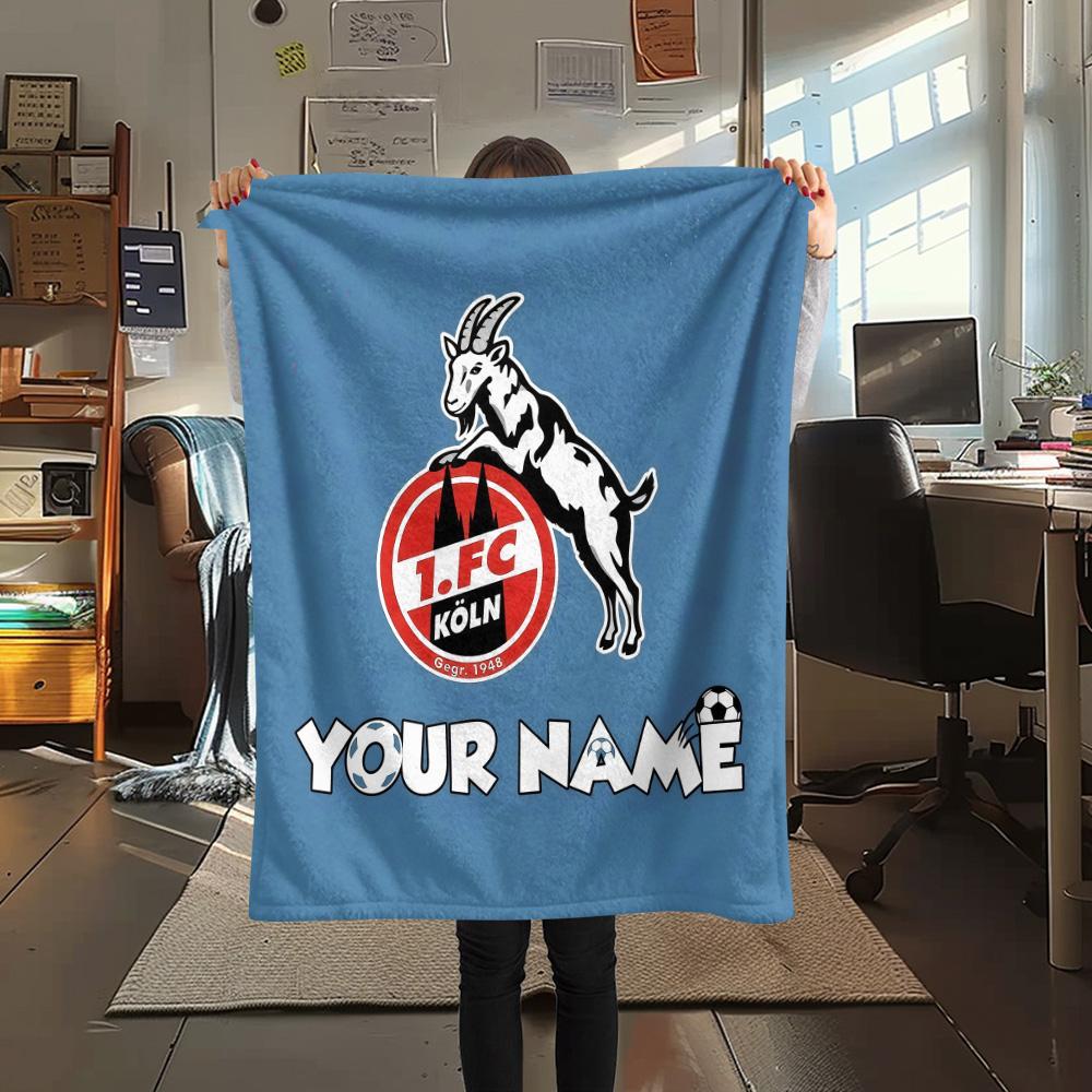 Custom Name 1.FC Köln Flannel Blanket, High quality Comfortable for All Seasons, Home Decor, Warmth and Comfort