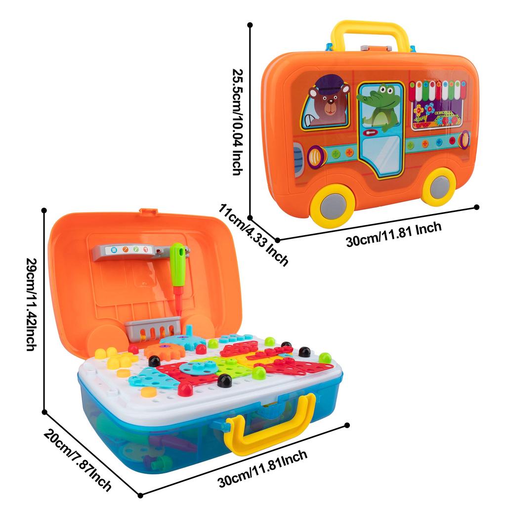 WISESTAR Electric Drill Toy with STEM 3D and Storage DIY Ages 6 and Up 380-Piece Screws, Carpenter's Set, Toys, Car, Box, Christmas/Birthday Gift,