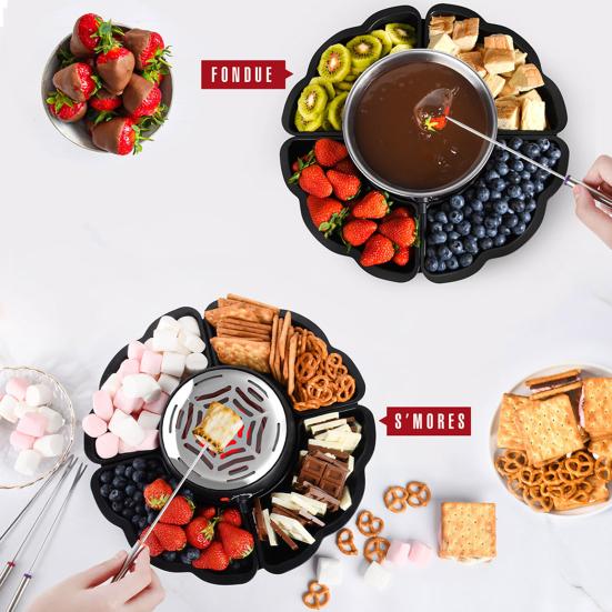 Электрическая фондюшница 2-в-1 с подогревом без пламени и 3-мя регуляторами температуры