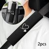 Soft Cool Car Seat Belt Shoulder Pads with Embroidered Heart Design | Comfort Covers for Enhanced Driving Experience, Fit Black Automotive Interior