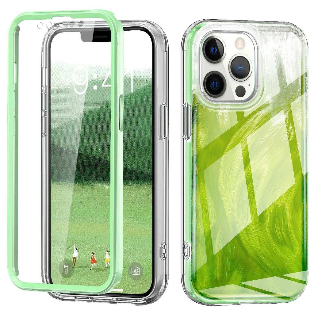 For iPhone 12/12 Pro Gradient Case PC+TPU Phone Cover with PET Screen Protector