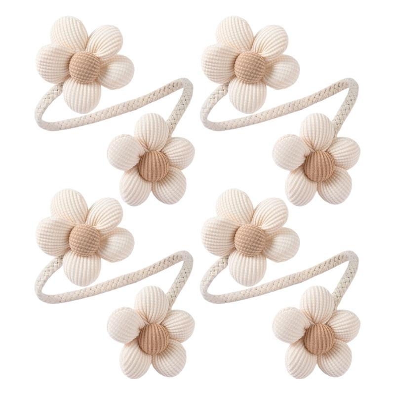 Colorful Flower Curtain Ties Clips Set of 4 Decorative Drapery Holders Holdbacks Metal Rope Tiebacks for Window Decors
