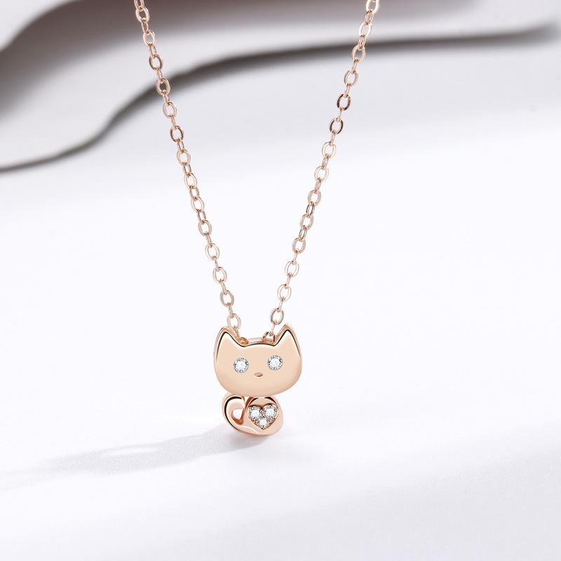 Бриллиантовое ожерелье с мультяшным котом, женская универсальная нишевая модная подвеска корейской версии, личность