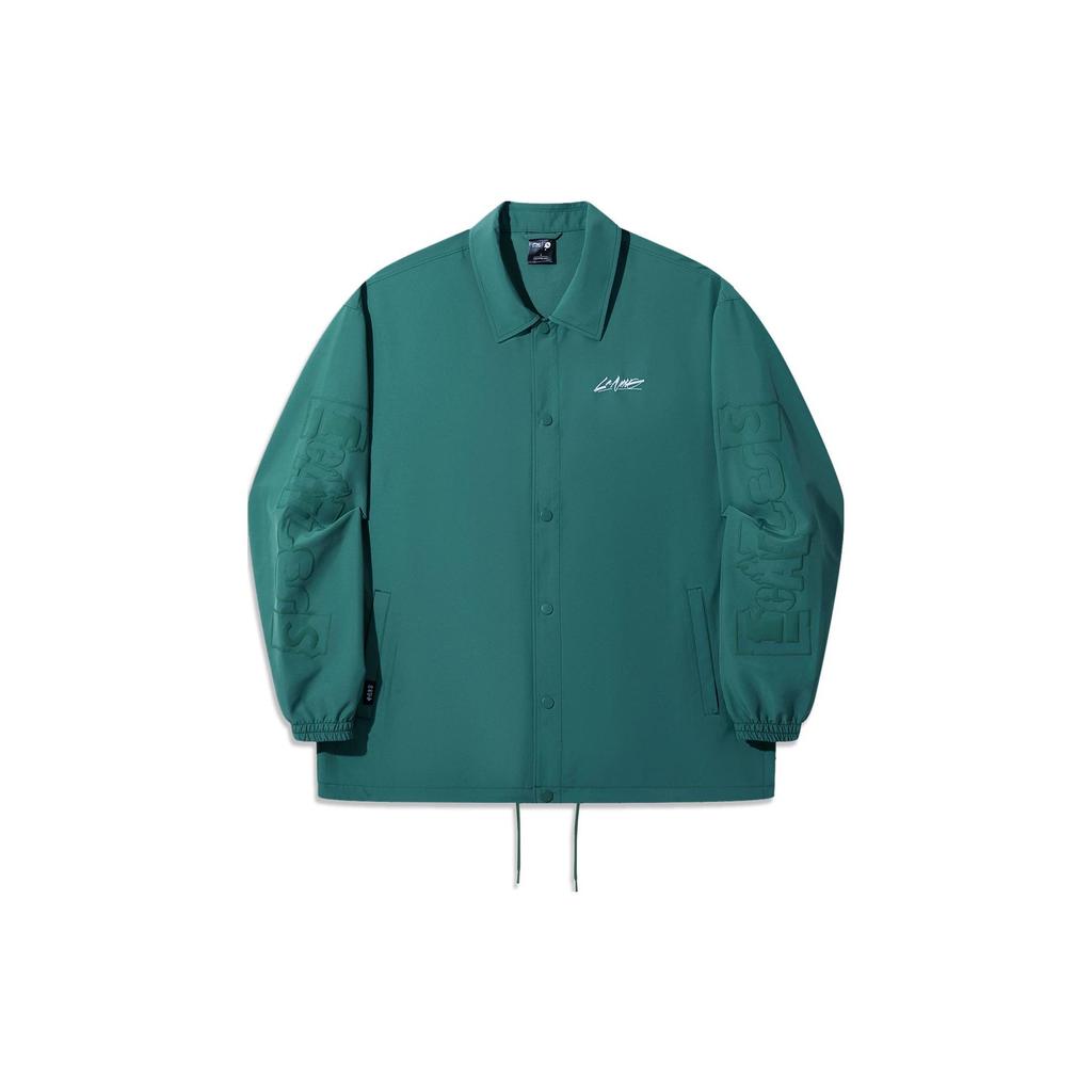 Li Ning X OG Slick Collaboration свободная повседневная куртка с принтом эмодзи на спине унисекс куртка темно-дворцово-зеленая AFDT615-3