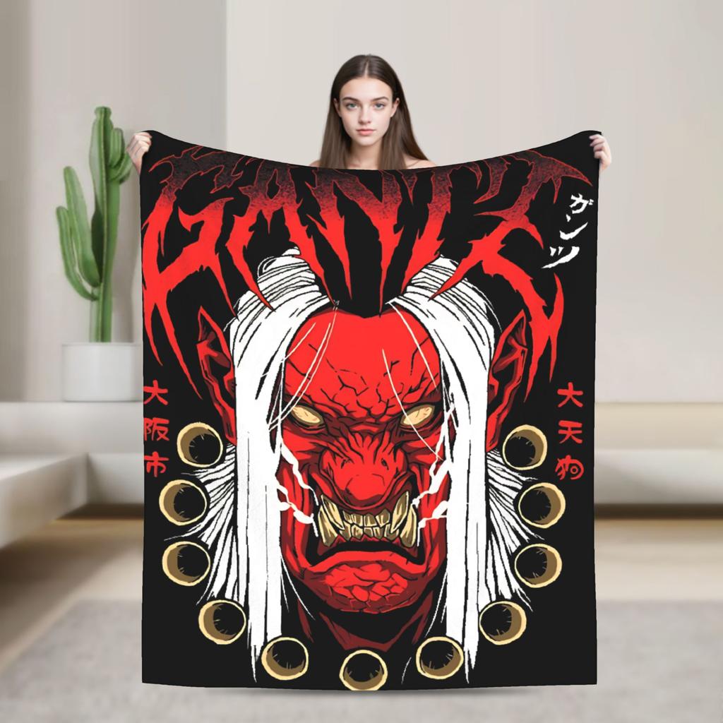 GANTZ ANIME BLACKWHITE and RED Blanket Quality Warm Soft Throw Blanket Winter Students Outdoor Aesthetic Bedspread