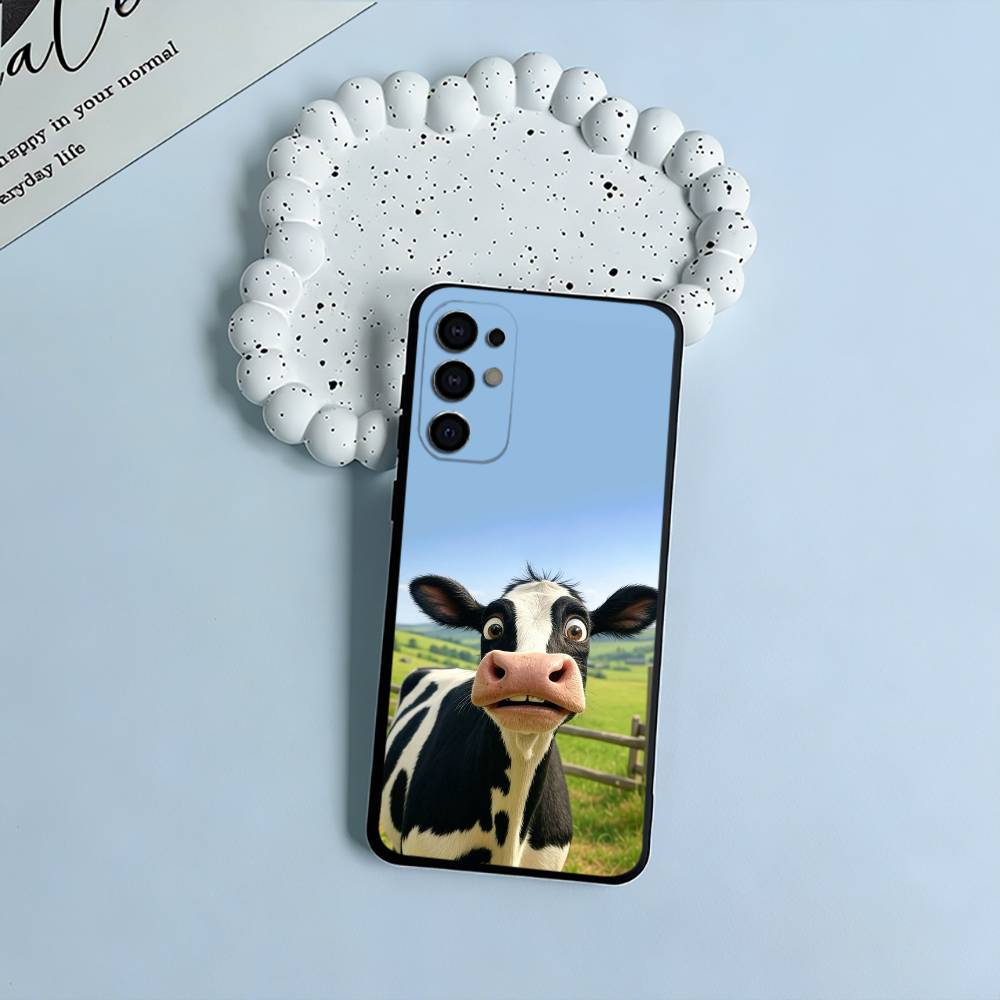 Cute and funny cow  Soft Silicone Case for Samsung S25, S24, S21, S22, S23, S30, Ultra, S20, Plus, FE, Lite-Black