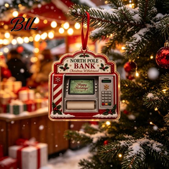 Money Gift Card Holders for Christmas 2D Acrylic Cash Holder Ornament, Hanging Family Xmas Tree Decor, Reusable Pocket Keepsake Holiday Party