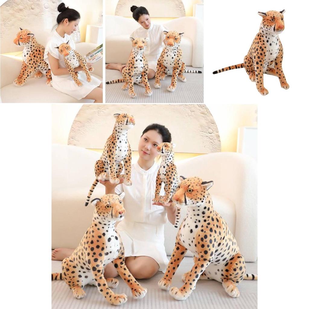 Realistic Leopard Plush Toy Soft Stuffed Cheetah Doll For Kids And Collectors
