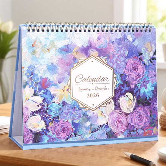 Yousheng 2026 Настольный календарь Перекидной настольный календарь со скреплением двойной проволокой Янв 2026 - Дек 2026 12-месячный планировщик для дома, офиса, школы