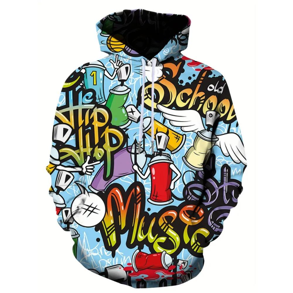 Новая мужская толстовка с принтом граффити и плавным переходом, повседневная, модная, с длинным рукавом, спортивный топ, уличная мужская толстовка с красочным узором