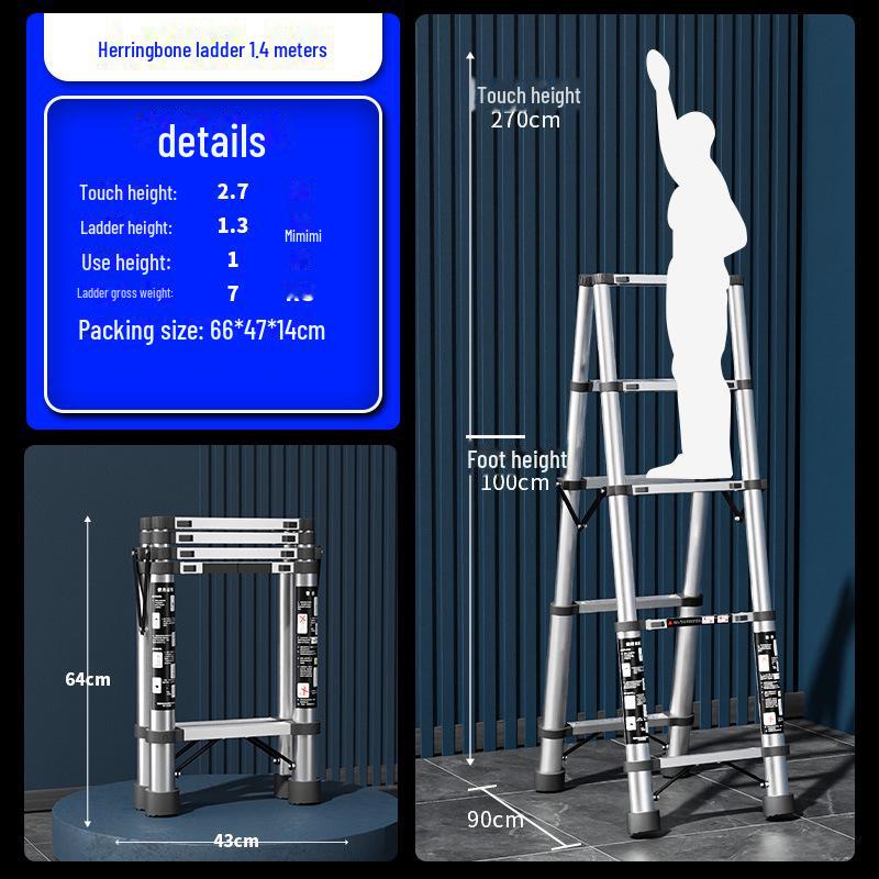 Многофункциональная складная телескопическая лестница из нержавеющей стали