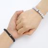 Stainless Steel Heart Couple Bracelet - Matte Black Beaded Matching Bracelets for Men Women, Unisex Jewelry Gift